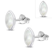 Mother of Pearl Lens Shaped Silver Earrings, e351st